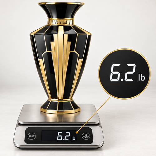 Velriad™ Art Deco Black & Gold Vase
