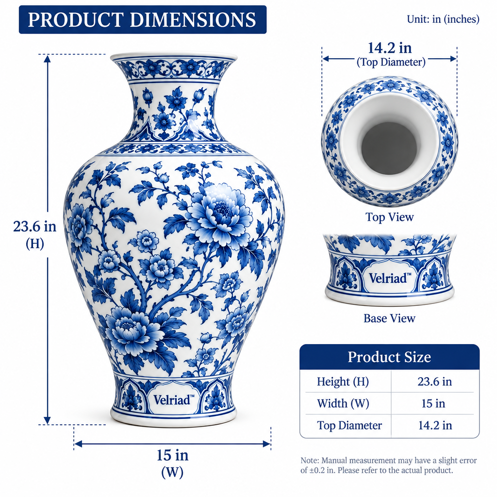 Velriad™ Blue Blossom Porcelain Vase - view 5