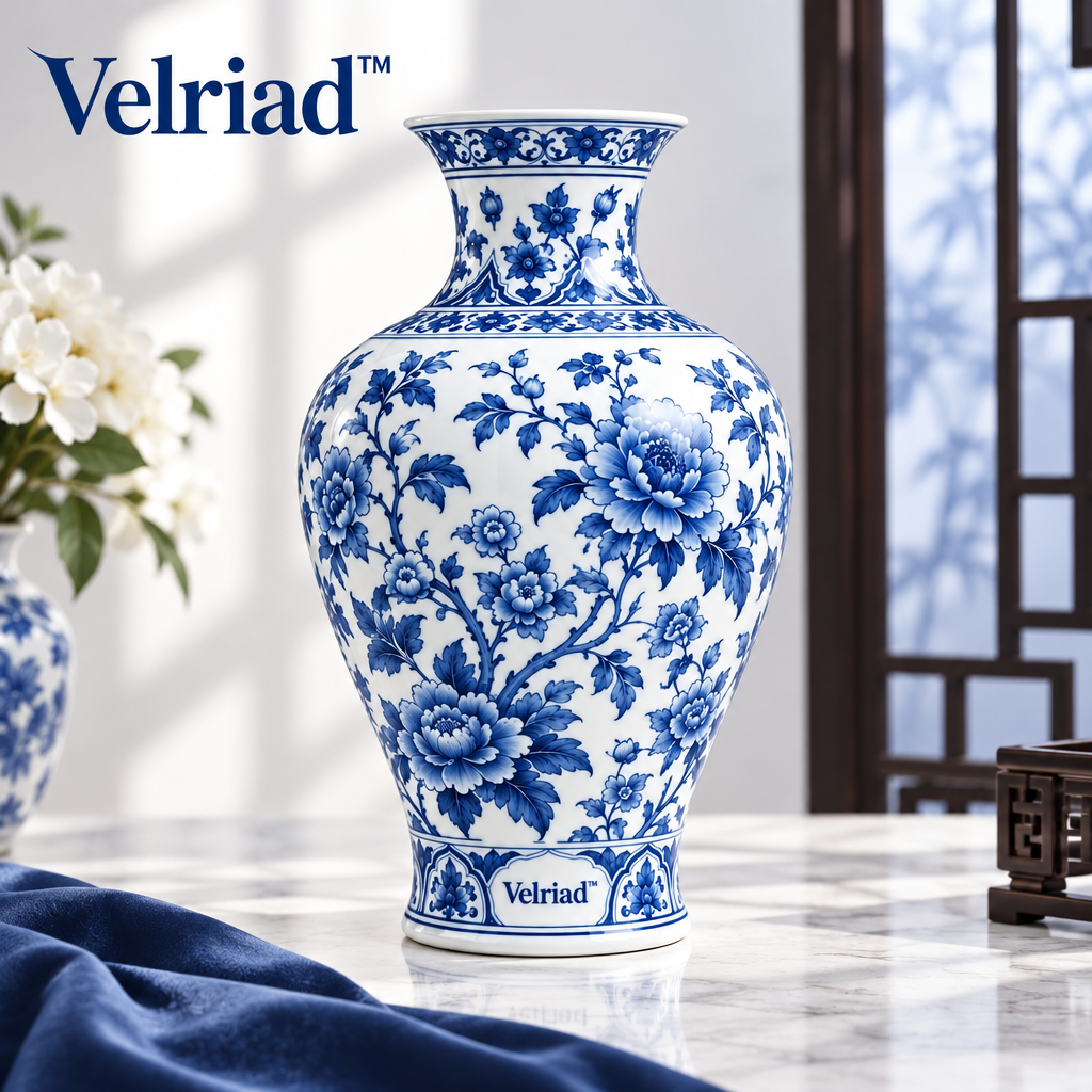 Velriad™ Blue Blossom Porcelain Vase