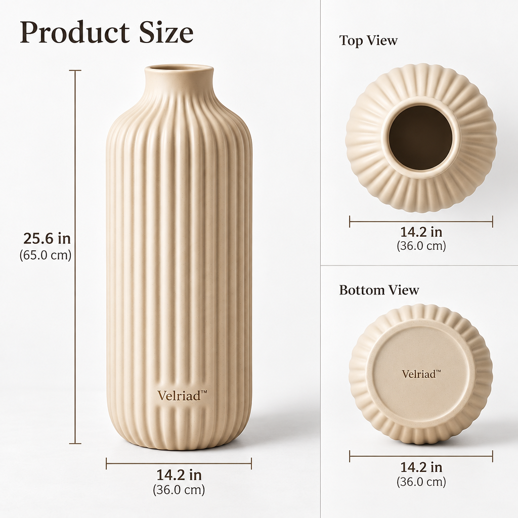 Velriad™ Fluted Column Ceramic Vase - view 5