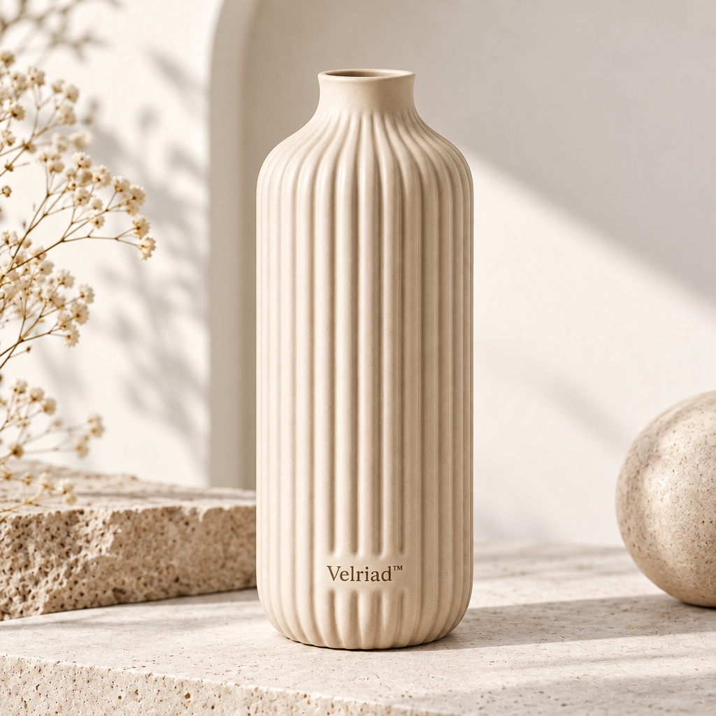 Velriad™ Fluted Column Ceramic Vase