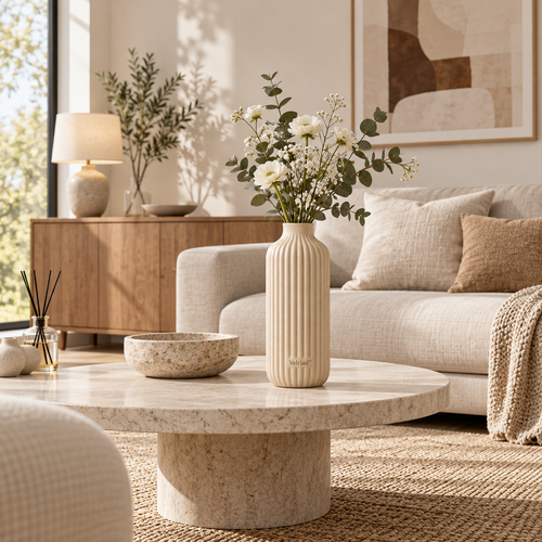 Velriad™ Fluted Column Ceramic Vase - view 2