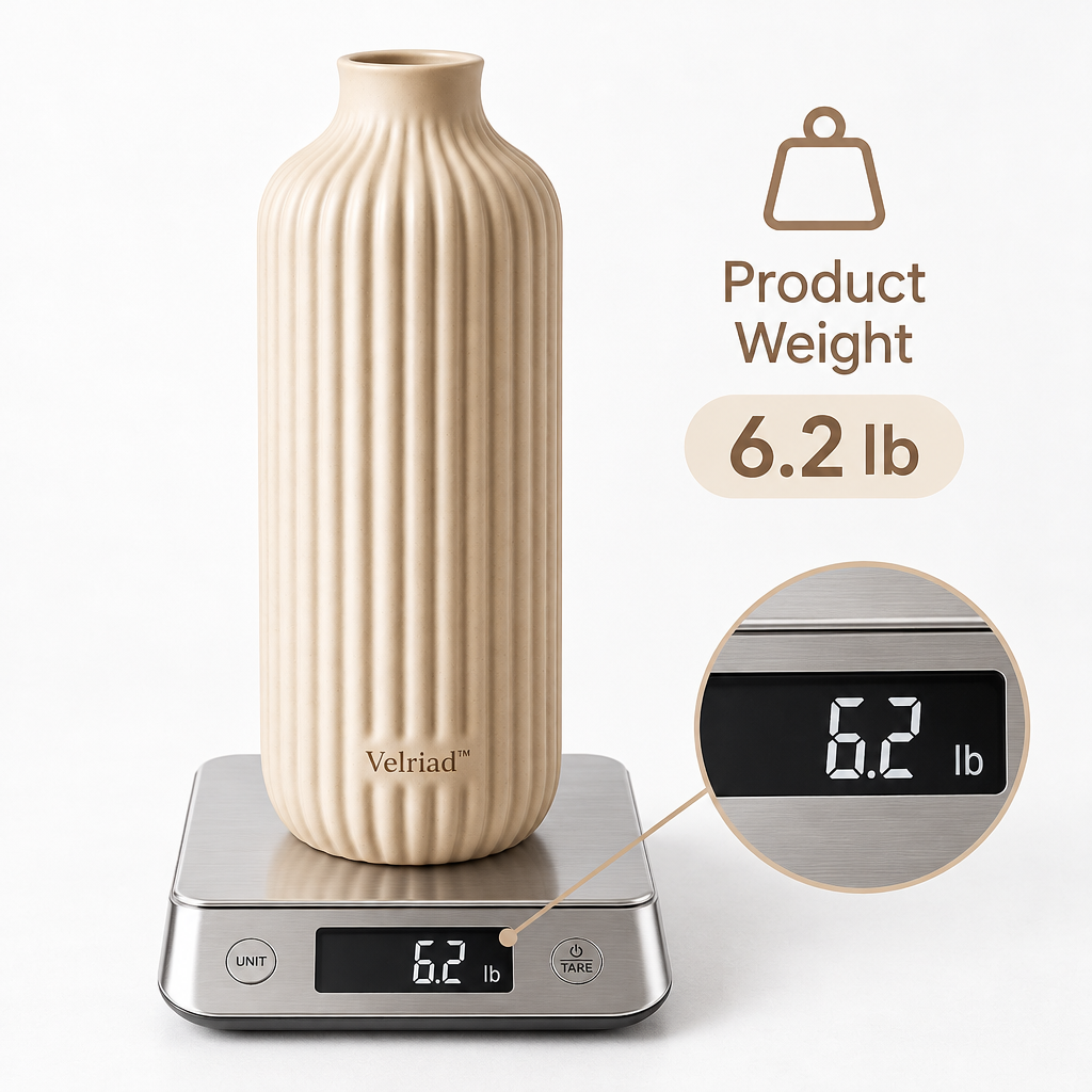 Velriad™ Fluted Column Ceramic Vase - view 3
