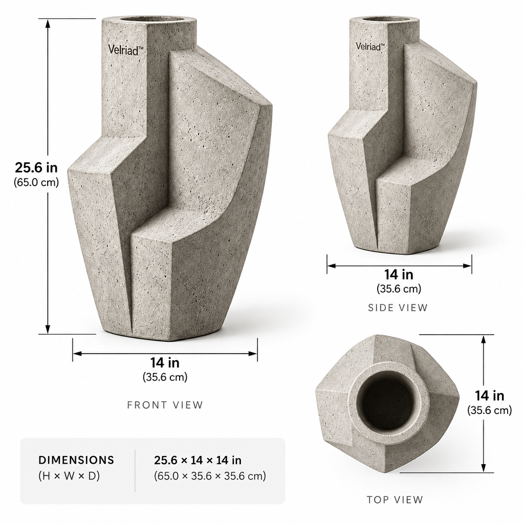 Velriad™ Geometric Stone Sculptural Vase - view 5