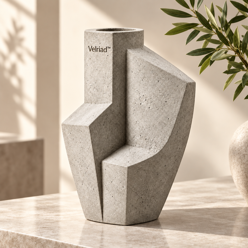 Velriad™ Geometric Stone Sculptural Vase