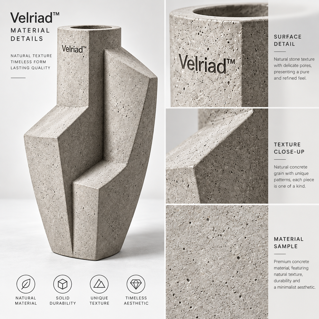 Velriad™ Geometric Stone Sculptural Vase - view 4