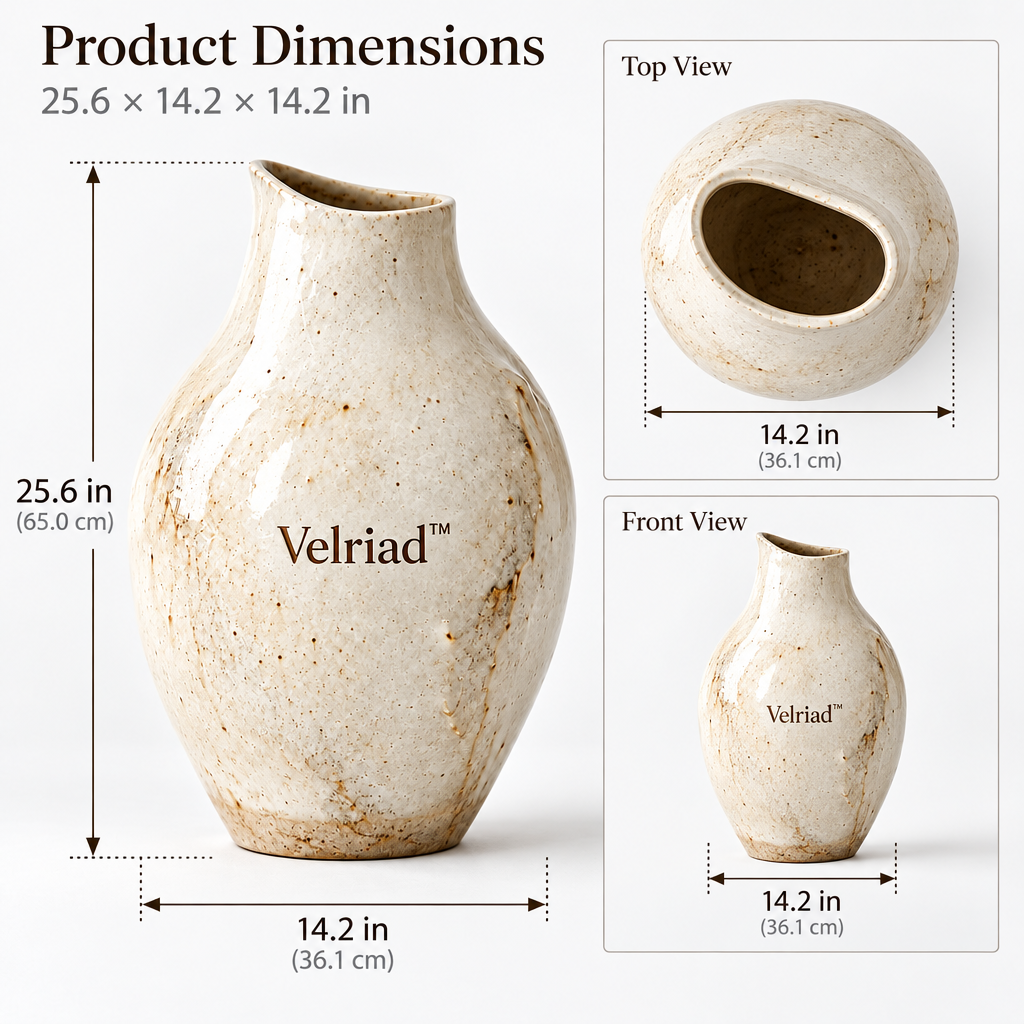 Velriad™ Ivory Wabi-Sabi Ceramic Vase - view 5