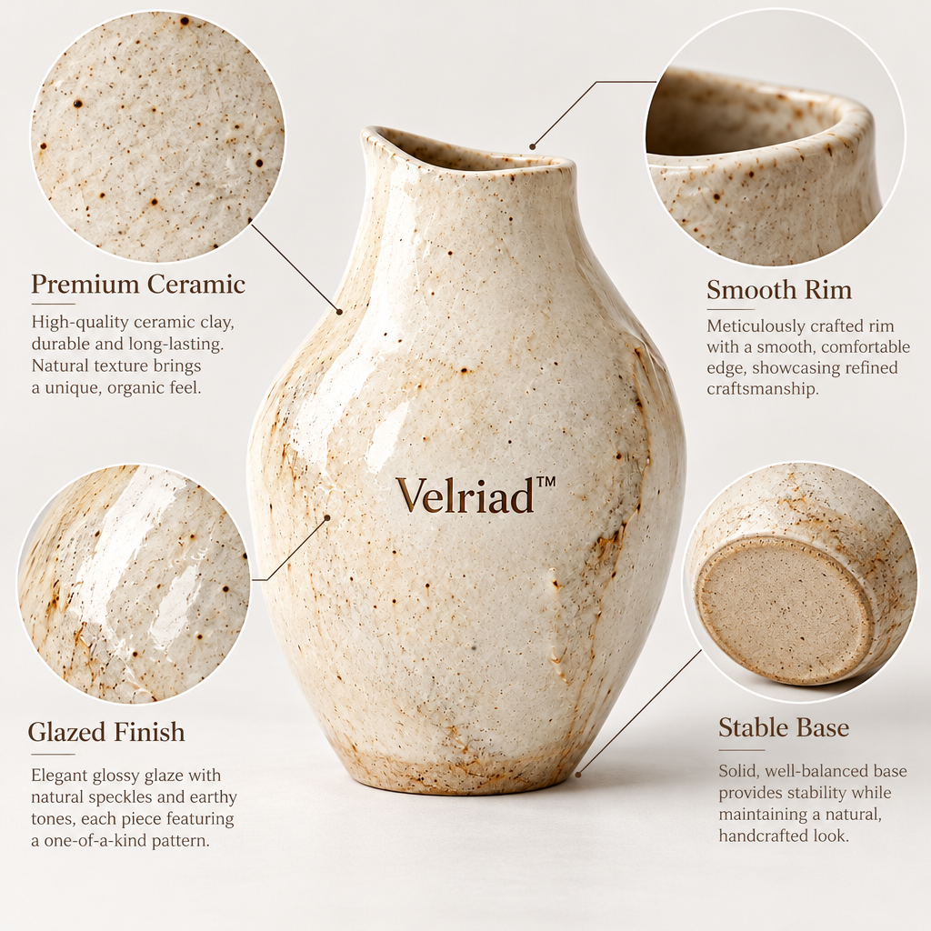 Velriad™ Ivory Wabi-Sabi Ceramic Vase - view 4