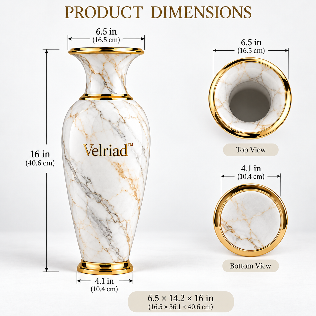 Velriad™ Marble Vein Gold-Rim Vase - view 5