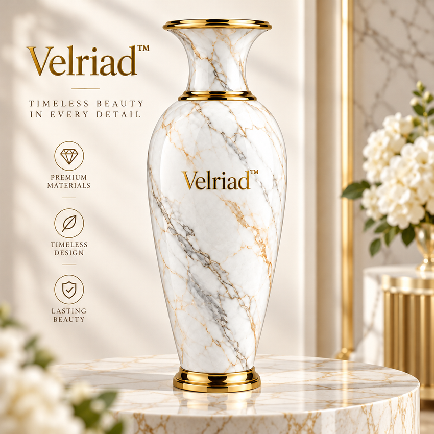 Velriad™ Marble Vein Gold-Rim Vase