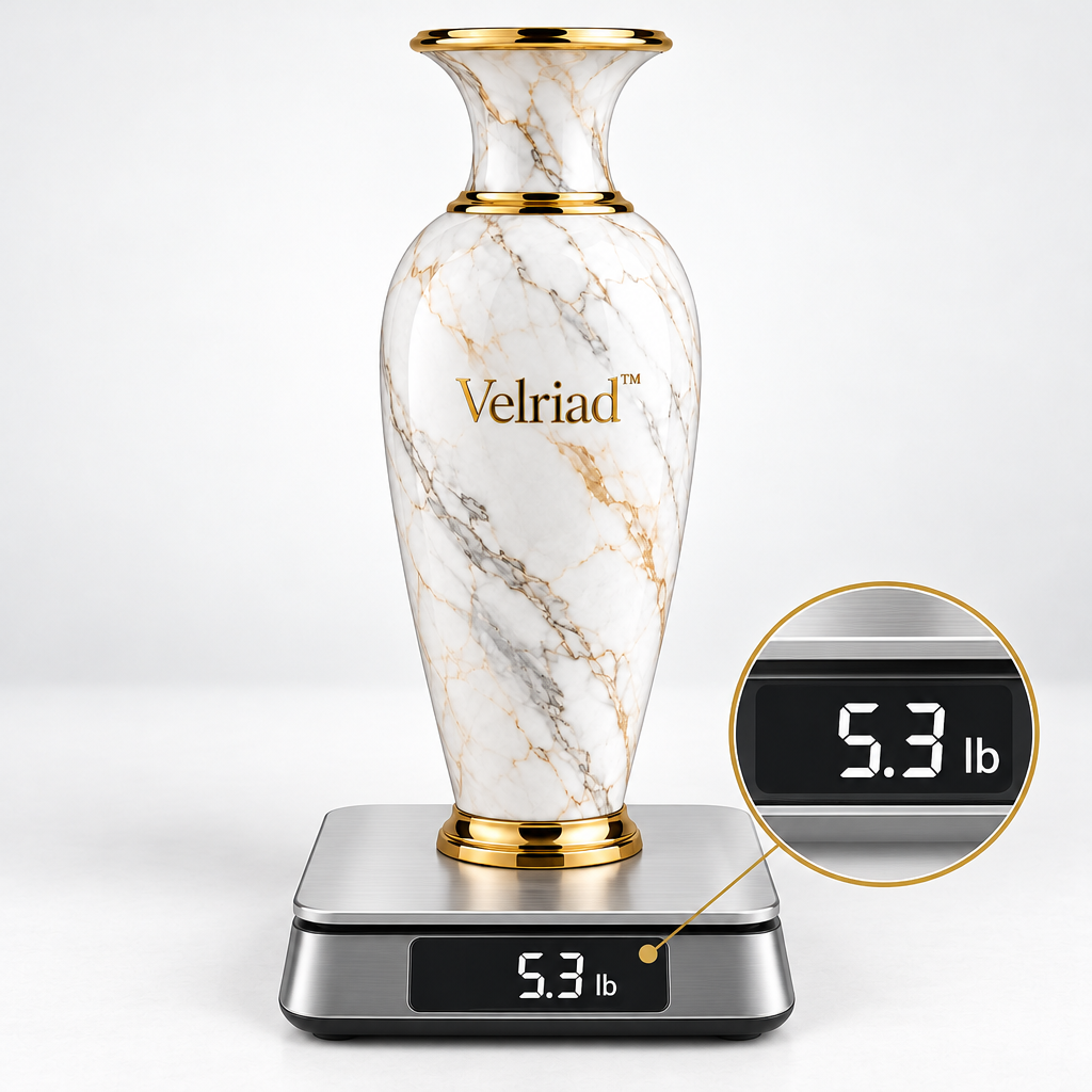 Velriad™ Marble Vein Gold-Rim Vase - view 3