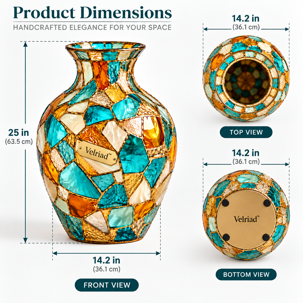Velriad™ Mosaic Glow Art Glass Vase - view 5