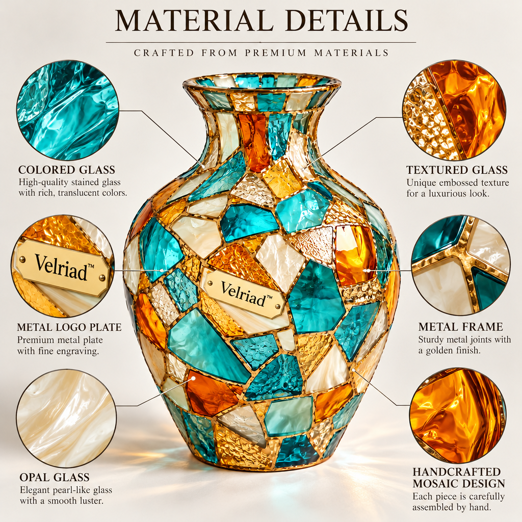Velriad™ Mosaic Glow Art Glass Vase - view 4