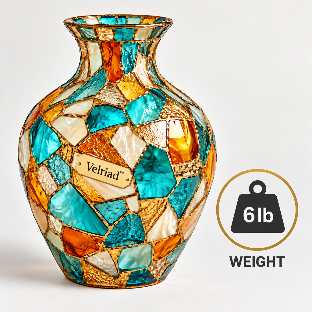 Velriad™ Mosaic Glow Art Glass Vase - view 3