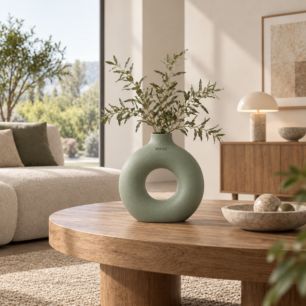 Velriad™ Sage Halo Ceramic Vase - view 2