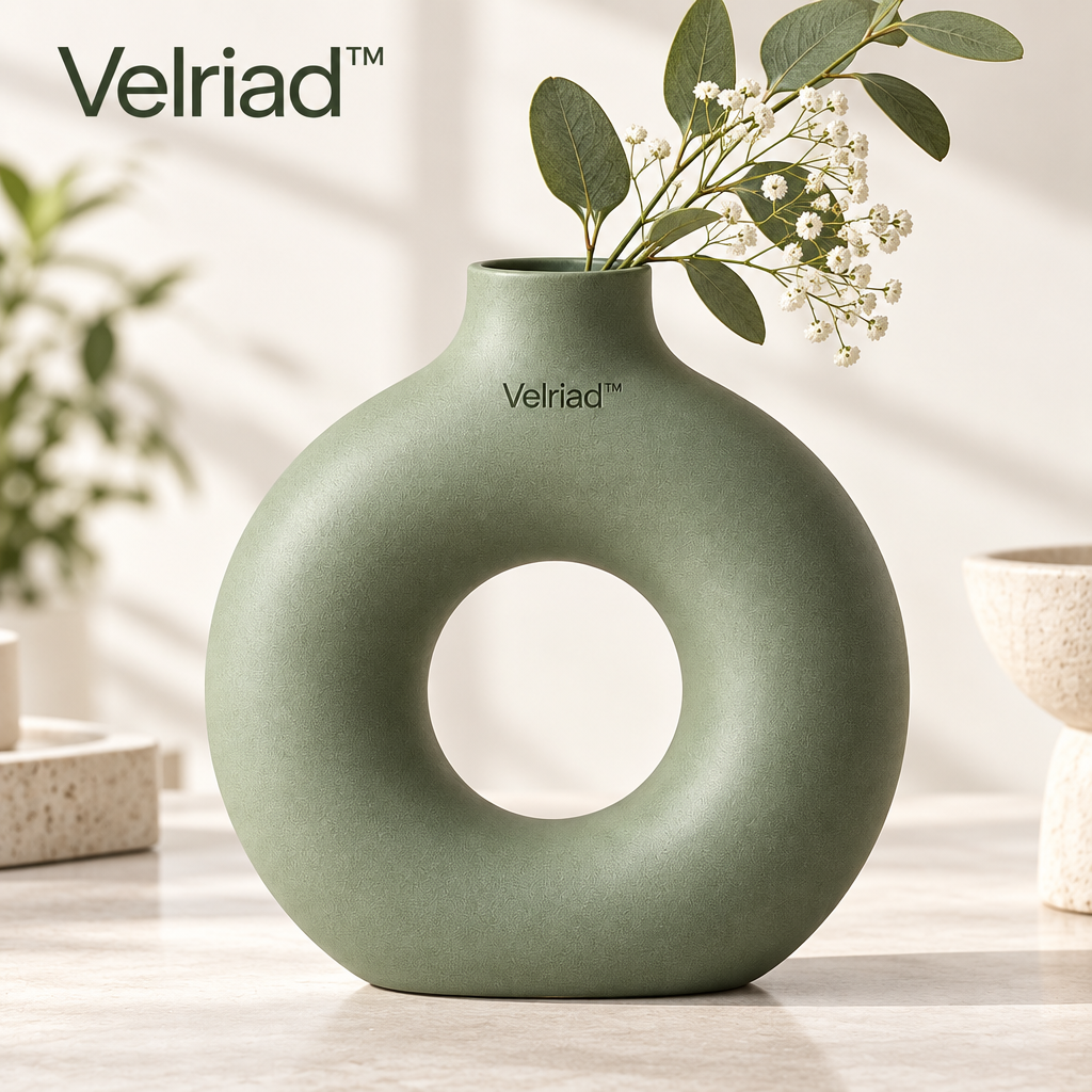 Velriad™ Sage Halo Ceramic Vase - view 3