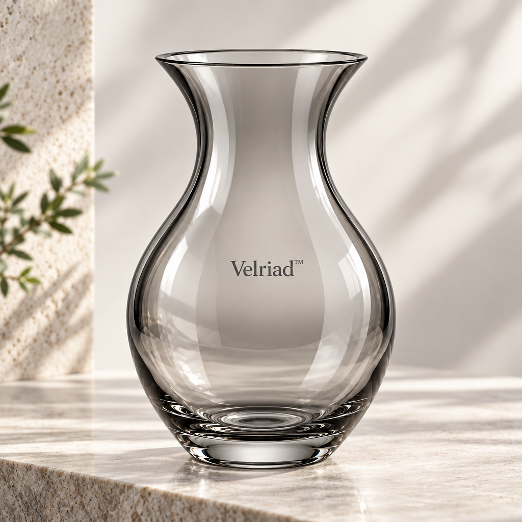 Velriad™ Smoky Glass Curved Vase