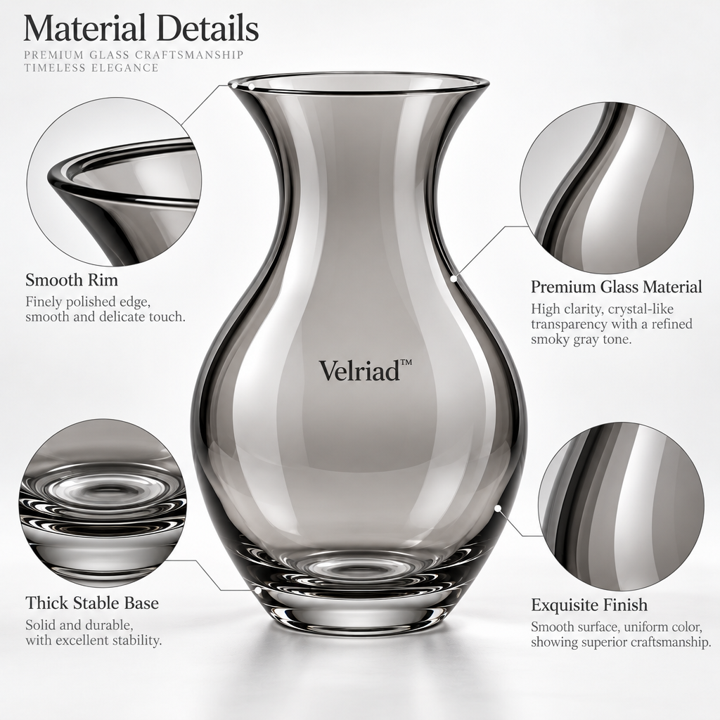 Velriad™ Smoky Glass Curved Vase - view 4